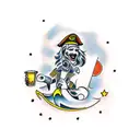 orange juice with a happy facr tattoo design idea