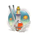 orange juice with a happy facr tattoo design idea