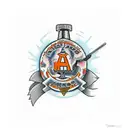 orange juice with a happy facr tattoo design idea