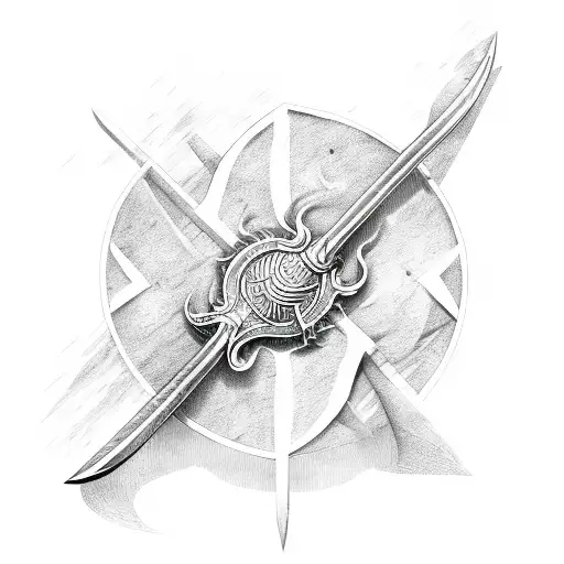 fire war axe sword water warrior tattoo design idea