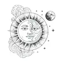 sun and moon completing each other half tattoo design idea