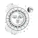 sun and moon completing each other half tattoo design idea
