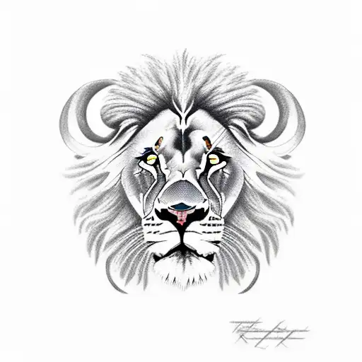 Lion and ram combined tattoo design idea