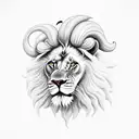 Lion with Ram tattoo design idea