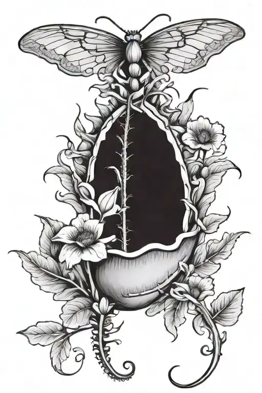 Venus flytrap with flowers tattoo design idea
