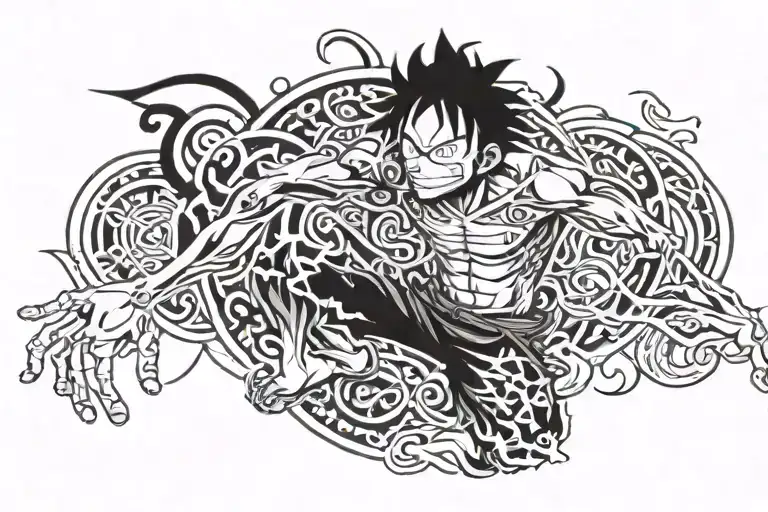 Monkey D Luffy waking up his fruit tattoo design idea