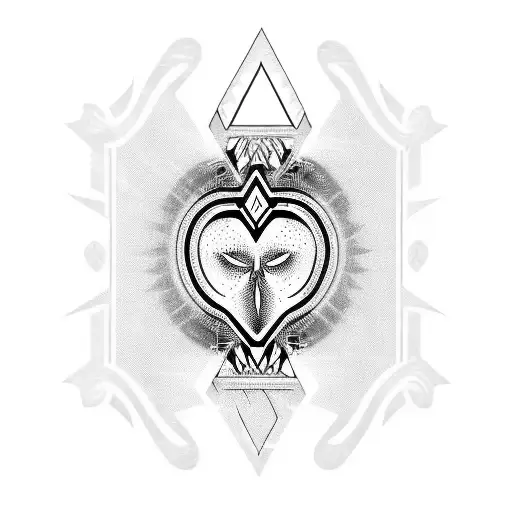 knee tattoo heart cyber sigilism tattoo design idea
