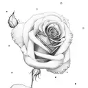 Cecily in cursive with December rose  tattoo design idea