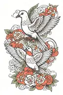 Create a rap-inspired design featuring a military theme with a dove and a lamb symbolizing peace and sacrifice tattoo design idea