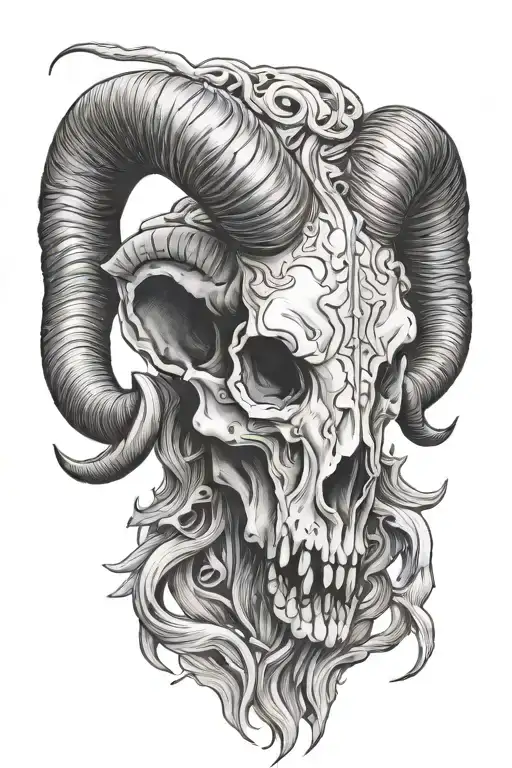 ram skull tattoo design idea