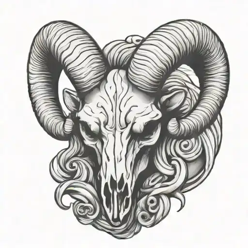 ram skull tattoo design idea