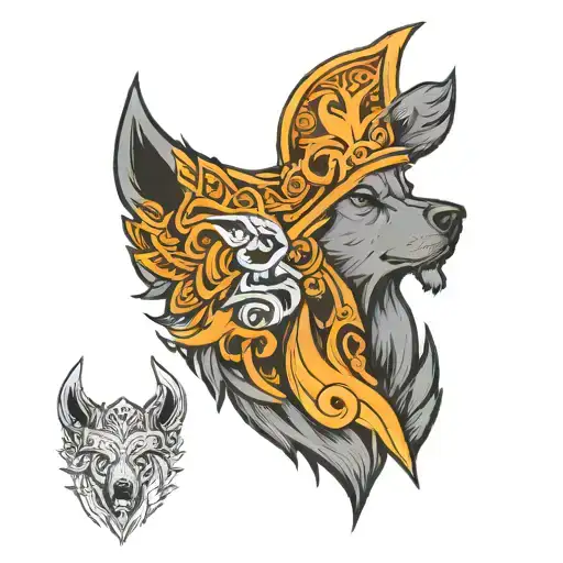 Viking suicidal awareness with wolf howling tattoo design idea