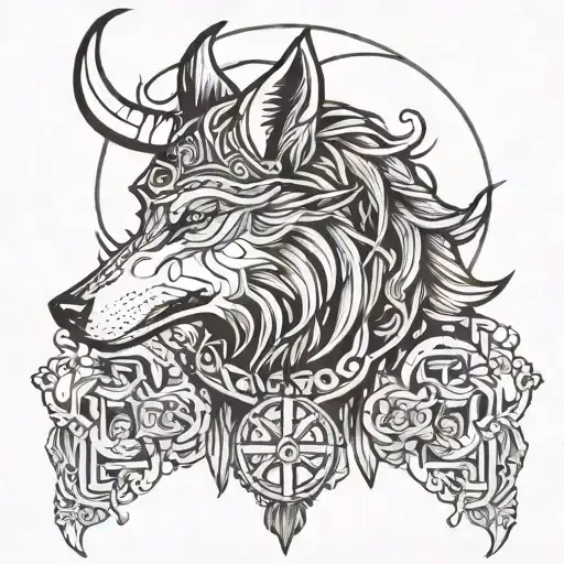 Viking suicidal awareness with wolf howling tattoo design idea