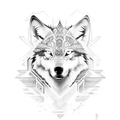 tribal with wolf tattoo design idea