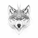 tribal with wolf tattoo design idea