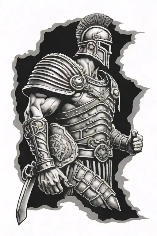 roman gladiator and colosseum tattoo design idea