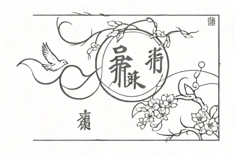 天上天下唯我独尊 this phrase with some small embellishing details referring to heaven and earth tattoo design idea