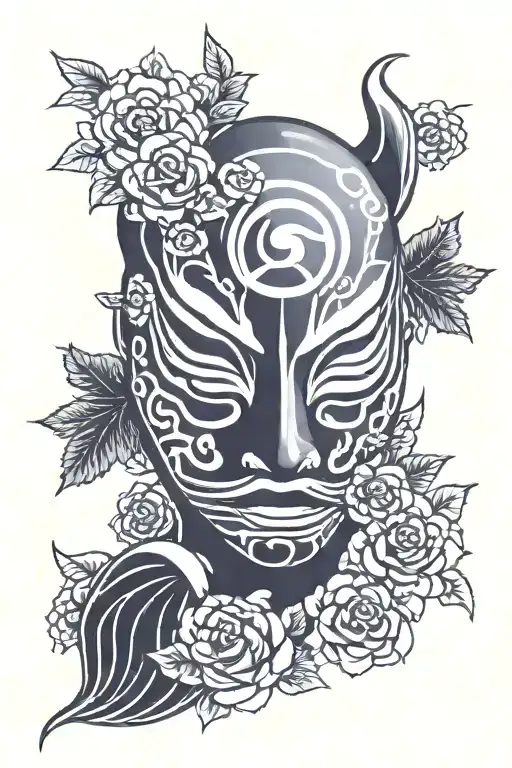 Naruto anbu mask with flower tattoo design idea