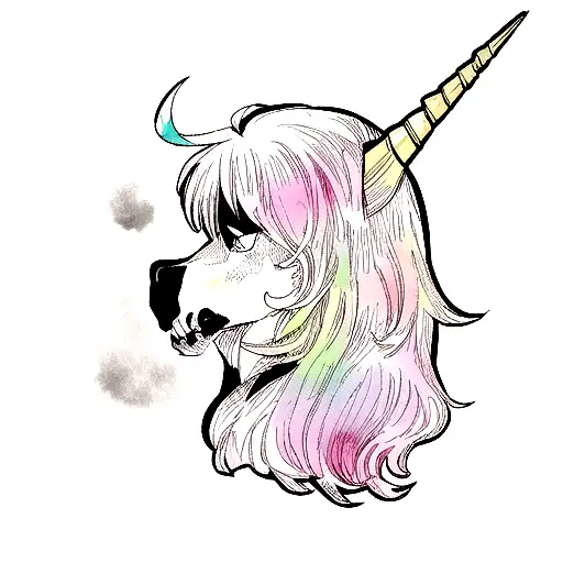 unicorn with skull tattoo design idea