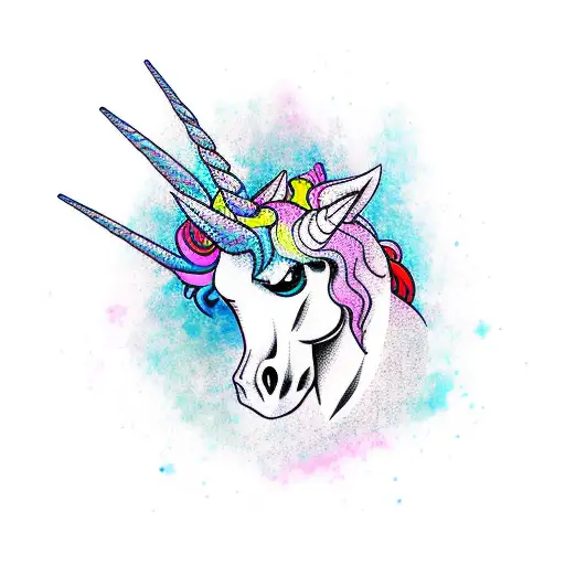 unicorn with skull tattoo design idea