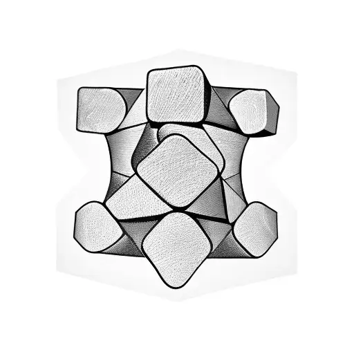 The White Face of a 9x9 rubiks cube that has been superflipped tattoo design idea