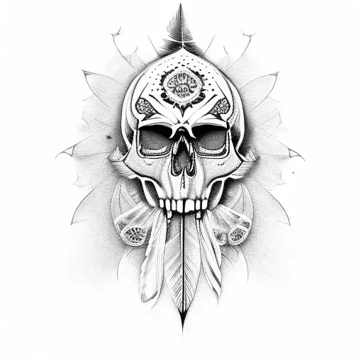 Skull and silhouette tattoo - Tattoogrid.net