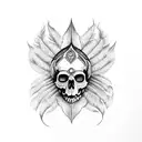 indian skull inside feather  tattoo design idea
