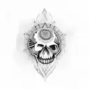 indian skull inside feather  tattoo design idea