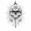 indian skull inside feather  tattoo design idea