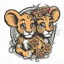 simba and micky mouse tattoo design idea