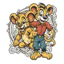 simba and micky mouse tattoo design idea