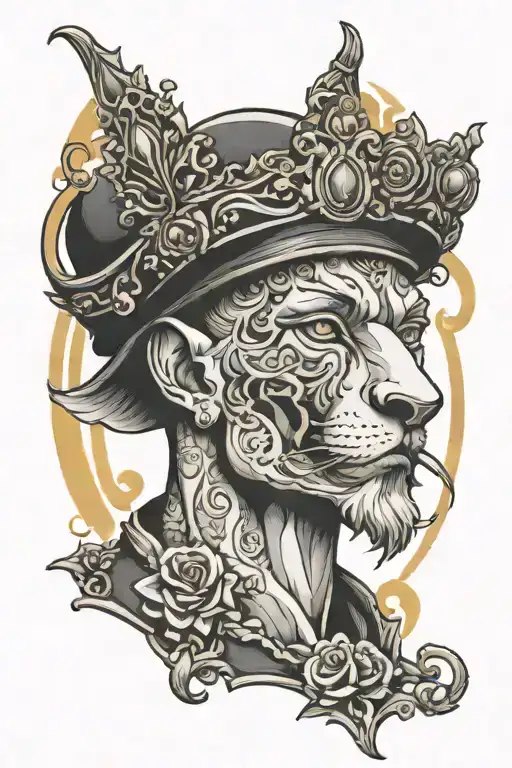 leon con corona tattoo design idea