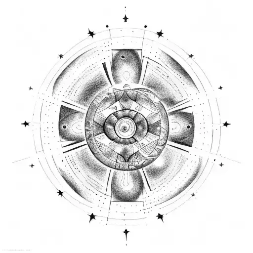 A celestial-themed tattoo design incorporating the number 369, stars, and planets in a sketch style tattoo design idea