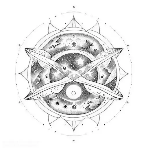 A celestial-themed tattoo design incorporating the number 369, stars, and planets in a sketch style tattoo design idea