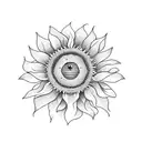 A stylized sunflower with the word 'gratitude' incorporated into the petals tattoo design idea