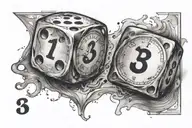 Two dice showing the time 13:36 tattoo design idea