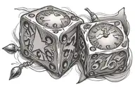 Two dice showing the time 13:36 tattoo design idea