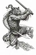 Korean tiger with seven samurai movie poster swords and Korean goblin tattoo design idea