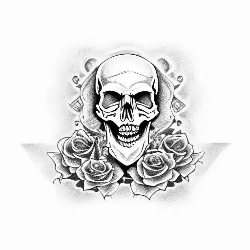 skull and bones tattoo design idea