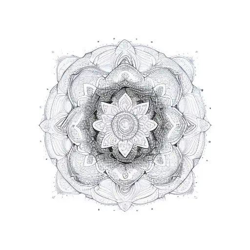 A mandala-inspired design incorporating elements of nature and the calming presence of Buddha tattoo design idea