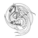 red dragon in full size, only an outline without painting inside, without wings with scales, makes coils with its body i tattoo design idea