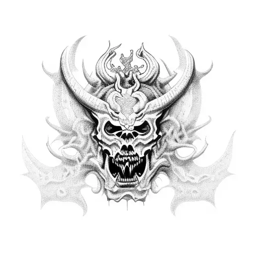 baroque demon tattoo design idea