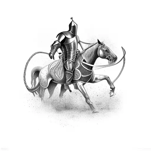 knight in a horse fighting with a snake tattoo design idea