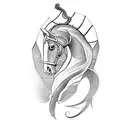 knight in a horse fighting with a snake tattoo design idea