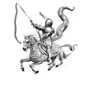 knight in a horse fighting with a snake tattoo design idea