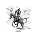 knight in a horse fighting with a snake tattoo design idea