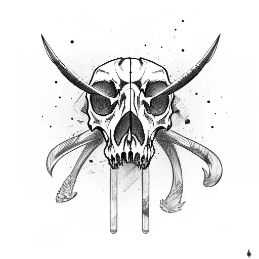 saber tooth skull with crosshairs tattoo design idea