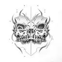 side view of sabertooth skull with crosshairs on eye tattoo design idea