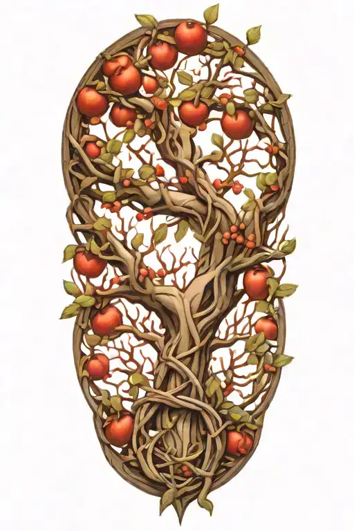 biblical Eve apple tree intertwined tattoo design idea