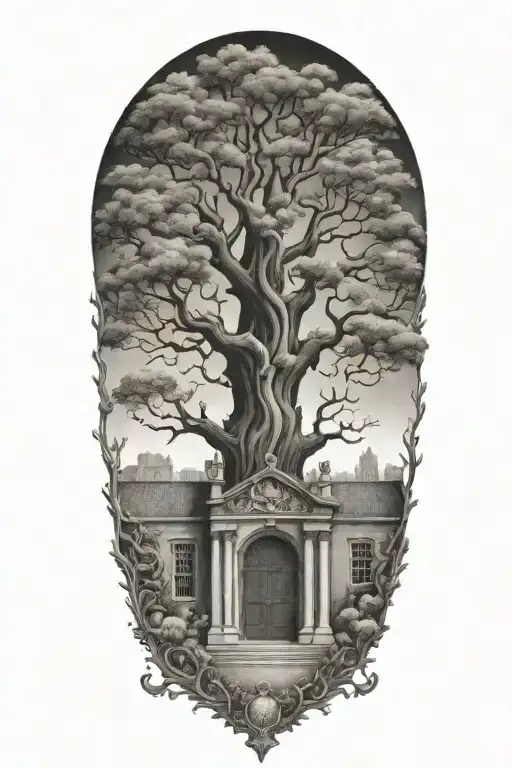 Smith College Grecourt Gate and Tree of the Knowledge of Good and Bad  tattoo design idea